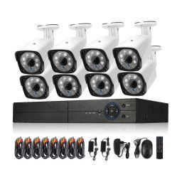 A8B3/Kit 2MP 8CH 1080P Système de caméra de sécurité CCTV Kit de surveillance AHD DVR, prise en charge de la vision nocturne/détection de mouvement (blanc)