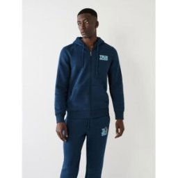 True Religion Buddha Zip Up Hoodie Mens Robe bleue XS Male