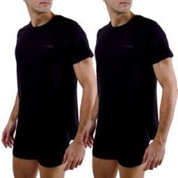 T-shirt Pierre Cardin Lot de 2 t-shirts homme col rond avec broderie sur la poitrine Noir