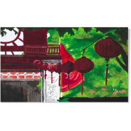 ART Les lampions de Hanoï - A4 - Peinture à la gouache - Vietnam - Asie - Voyage vert 30x0x21