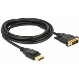 Câble de raccordement Delock DisplayPort / DVI Fiche mâle DisplayPort, Fiche mâle DVI-D 24+1 pôles 3 m noir 85314 contacts dorés, torsadé, blindage triple, 4K