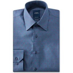 Pierre Clarence Chemise ajustée popeline pois col semi-italien 37-38 (S)