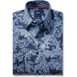 Pierre Clarence Chemise ajustée imprimé cachemire col semi-italien 37-38 (S)