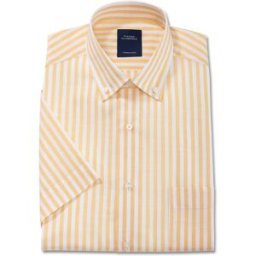 Pierre Clarence Chemisette droite coton et polyester rayée col boutonné 45-46