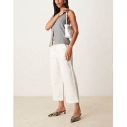 JDY - Pantalon large coupe courte - Blanc Blanc S female