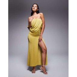 ASOS DESIGN - Robe longue prÃ¨s du corps croisÃ©e Ã l'avant avec dos bÃ©nitier - Vert Vert 38 female