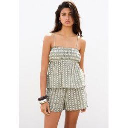 Pull&Bear Top En Maille Ajourée Avec Nœuds Écru/Vert M female