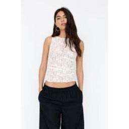 Pull&Bear Top Dentelle Fronces Latérales Écru XS female