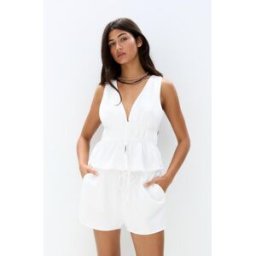 Pull&Bear Top Rustique En Lin Blanc M female