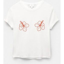 Pull&Bear T-Shirt Fleurs D'hibiscus Glace XS female