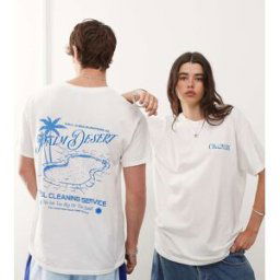 COLLUSION Unisex - T-shirt imprimÃ© avec logo graphique - Blanc Blanc M unisex