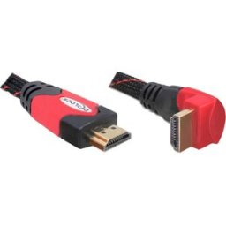 Câble de raccordement Delock HDMI Fiche mâle HDMI-A 5 m noir, rouge 82688 rond, 4K UHD, contacts dorés, torsadé Câble HDMI