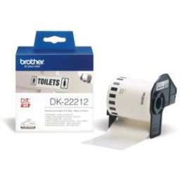 Ruban continu Brother DK22212 pour imprimante QL - support papier adhésif 62mmx15m - Noir sur blanc