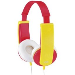Casque supra-auriculaire filaire supra-aural JVC HA-KD5-R-E limitation de volume, serre-tête léger rouge, jaune