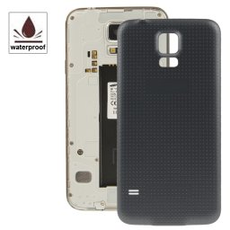 iPartsAcheter pour Samsung Galaxy S5 / G900 Couvercle de porte de boîtier de batterie en plastique d origine avec fonction imperméable à l eau (Noir)