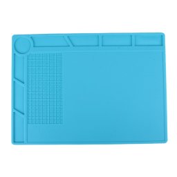Plate-forme de maintenance Haute température résistant à la chaleur Tapis isolant de réparation tapis isolant avec vis, taille: 35cm x 25cm (bleu)