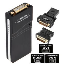 Adaptateur USB 2.0 vers VGA, DVI, HDMI, Résolution: 1920 * 1080 (Noir)