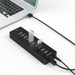 ORICO P10-U2 10 ports USB 2.0 HUB avec indicateur de puissance LED et 1 m de câble USB (noir)