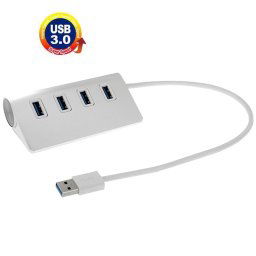Haute vitesse 5Gbps 4 Ports USB 3.0 HUB Portable Aluminium USB Splitter, Soutien 2 To (Argent)