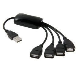 Universal 4 ports USB 2.0 480Mbps haute vitesse câble Hub pour PC (noir)