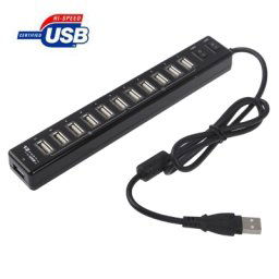 HUB USB 2.0 12 ports, convient pour ordinateur portable / netbook (noir)