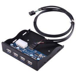 3.5 pouces Floppy Expansion Bay Panneau avant 4 Ports USB 2.0 HUB Adaptateur Connecteur (Noir)