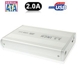 Boîtier externe SATA de 3,5 pouces avec alimentation 2.0A, prise en charge USB 2.0 (argent)