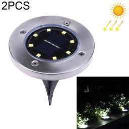 2 PCS 8 LEDs IP44 Imperméable à l eau solaire enterré la lumière, SMD 5050 White Light sous la lampe au sol à l extérieur chemin de jardin Way Decking LED la lumière