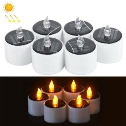 Lampe de bougie d énergie solaire de 6 PCS, lumière blanche chaude de nuit d atmosphère d économie d énergie de la lumière LED
