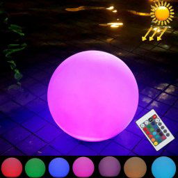 LEH-42321 40cm boule ronde lampe solaire d énergie, jardin flottant changeant la lumière colorée de LED avec 2.8W panneau solaire monocristallin de silicium (blanc)