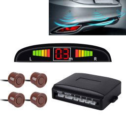Système de radar de secours inversé de sonnerie de voiture - qualité supérieure 4 capteurs de stationnement Système de radar de secours inversé de voiture avec écran LCD (brun)