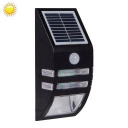 LAMPZOOE CL-102 0.2W lumière blanche capteur PIR lumière solaire, 80 LM 6000-6500K lumière murale extérieure avec 5V 0.5W panneau solaire (noir)