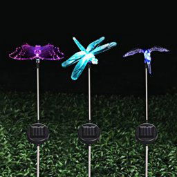 A106 3 PCS Coloré LED Lumière Solaire Puissance Lampe, Oiseau Libellule Papillon Motif En Plein Air Jardin Paysage Chemin Décoratif Lumière
