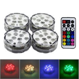 Lampe de plongée à télécommande colorée 4 PCS, 10 LED avec télécommande (blanc)