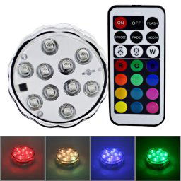 Lampe de plongée à télécommande colorée, 10 LED avec télécommande (blanc)