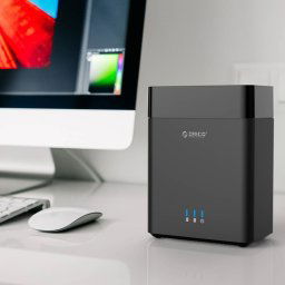 ORICO DS200C3 Boîtier de disque dur de type magnétique USB-C / Type-C de 3,5 pouces à 2 baies avec voyant bleu (noir)
