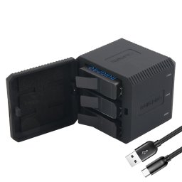 Boîtier Chargeur USB Triple Batteries avec Câble USB et Voyant LED pour GoPro HERO6 / 5 (Noir)
