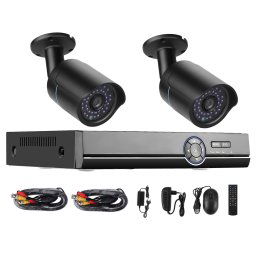COTIER A2B5 720P 1,0 Mega Pixel 2 x Bullet AHD Kit AHD DVR Kit, support de vision nocturne / détection de mouvement, Distance IR: 20 m (noir)