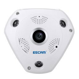 ESCAM Shark QP180 960P 360 degrés Fisheye objectif 1.3MP WiFi IP Camera, détection de mouvement de soutien / vision nocturne, Distance IR: 10m
