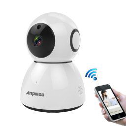 Anpwoo Snowman Caméra IP 1080p HD WiFi, détection de mouvement et vision nocturne infrarouge et carte TF (max. 64 Go) (blanc)