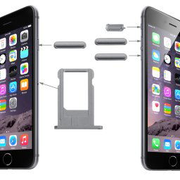 iPartsBuy Platine à Carte Originale & Clé De Contrôle De Volume & Clé De Verrouillage De L écran Clé & Mute Vibrateur Clé Kit pour iPhone 6 (Gris)