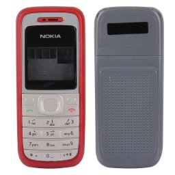 iPartsBuy Remplacement complet de la couverture de logement (couverture avant + cadre central Bazel + couvercle arrière de la batterie) pour Nokia 1200/1208/1209 (rouge)