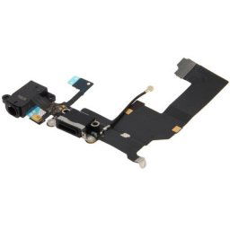 iPartsBuy Original Tail Connecteur Chargeur Câble Flex + Casque Audio Jack Câble Flex Câble pour iPhone 5 (Noir)