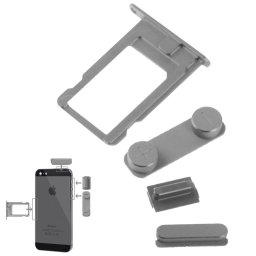 4 en 1 pour l iPhone 5 et 5S (matériau original en alliage coloré Nano carte SIM plateau + bouton de volume + bouton d alimentation + bouton de sourdine)