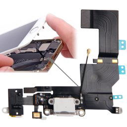 iPartsBuy Version Originale Queue Connecteur Chargeur Câble Flex + Casque Audio Jack Câble Flex Câble pour iPhone 5S (Blanc)
