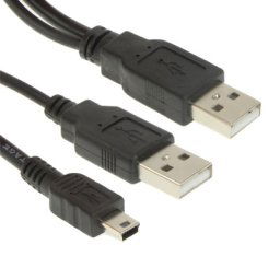 2 en 1 USB 2.0 Mâle à Mini 5pin Mâle + Câble Mâle USB, Longueur: 40 cm (Noir)