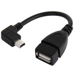 90 degrés Mini USB mâle vers USB 2,0 Adaptateur Câble AF avec Fonction OTG, Longueur: 13cm (Noir)
