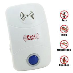 Répulsif de contrôle de lutte antiparasitaire ultrasonique électronique de rat de moustique avec la lumière de LED, prise du RU, AC90V-250V (blanc)