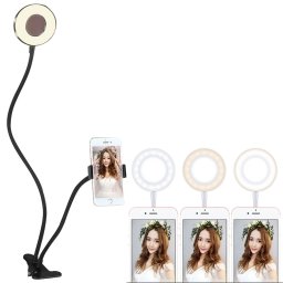 Clip Style support de support de téléphone portable universel Selfie Ring Light avec 3-Color Light Adjustment, pour l enregistrement en studio, diffusion en direct, Live Show, KTV, etc. (Noir)