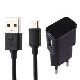 5V 2.1A Intelligent Identification USB Chargeur avec 1 m USB à Micro USB Câble de Recharge, UE Plug pour Galaxy S7 et S7 Edge / LG G4 / Huawei P8 / Xiaomi Mi4 et autres Smartphones (Noir)